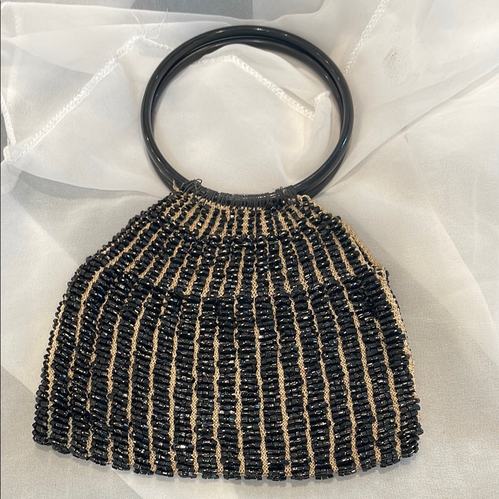 Vintage Black and Gold Beaded purse